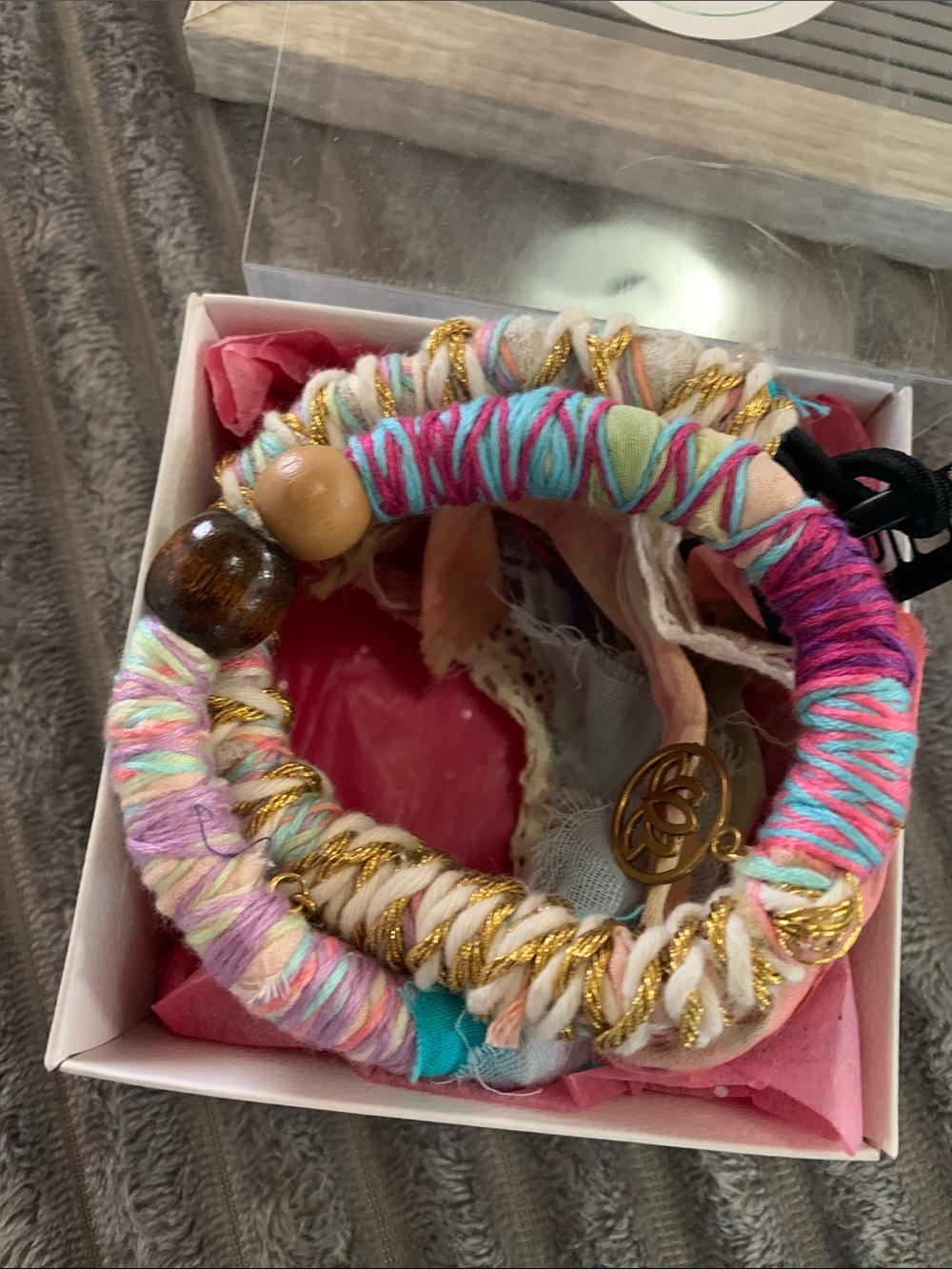Handmade Artisan Hair Wraps by Courtney - Multicolor w/ Gold Accents